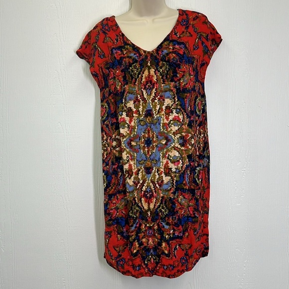 Anthropologie - Maeve Prins V Neck Short Sleeve Lightweight Colorful Dress Small - Picture 4 of 12
